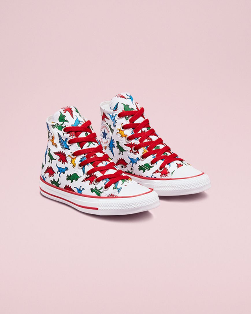 Zapatillas Altas Converse Chuck Taylor All Star Dinosaurs Niño Blancas Rojas Azules | PE 0L7428